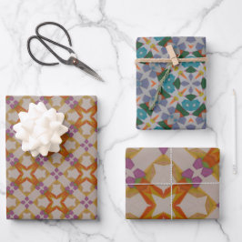 Orange- und Lila Wrapping Paper Blatt Set 3