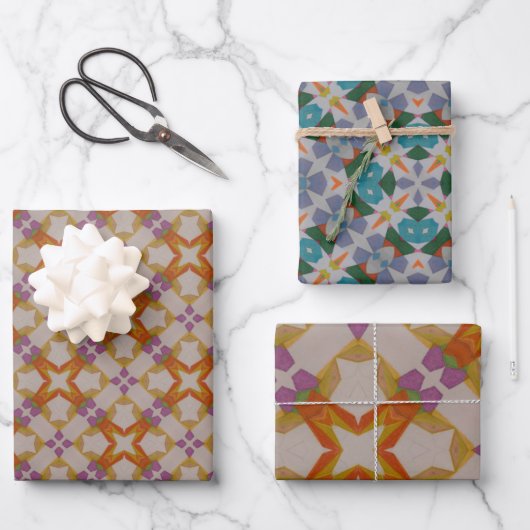 Orange- und Lila Wrapping Paper Blatt Set 3 (Vorderseite)