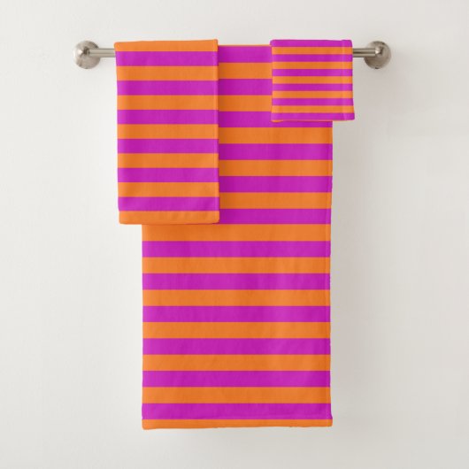 Orange und Magenta Streifen Badhandtuch Set (Insitu)