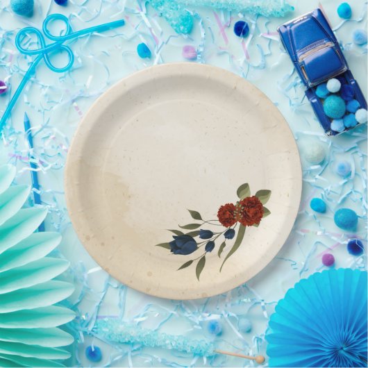 Orange und Marineblau Pappteller (Party)