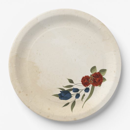 Orange und Marineblau Pappteller (Vorderseite)