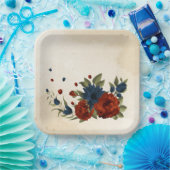 Orange und Marineblau Pappteller (Party)