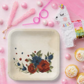 Orange und Marineblau Pappteller (Party)