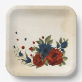 Orange und Marineblau Pappteller (Vorderseite)