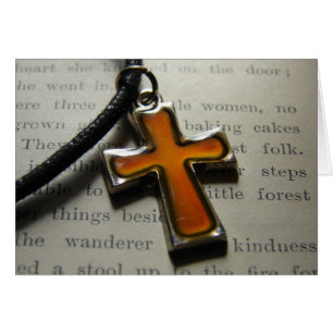 Orange und Metall Kreuz Anhänger