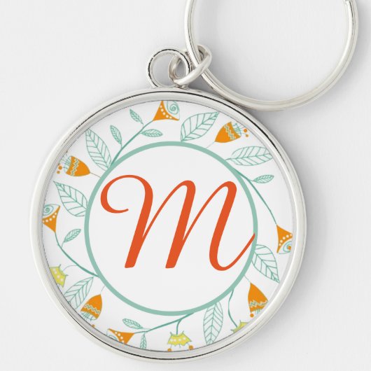 Orange und Minze Blumengarten Kunst, Dichtung und  Schlüsselanhänger (Vorne)