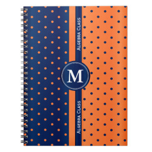 Orange und Navy Blue Polka Dots Notizblock
