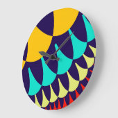Orange und Navy Blue Scales Große Wanduhr (Winkel)