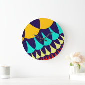 Orange und Navy Blue Scales Große Wanduhr (Zuhause)