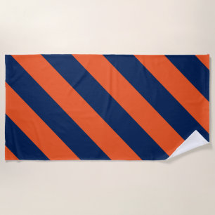 Orange und Navy Blue Streifen Strandtuch