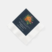 Orange und Navy Floral Moderne fette Hochzeit Serviette (Ecke)