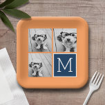 Orange- und Navy-Instagramm-Monogramm für die Foto Pappteller<br><div class="desc">Lebhafte Orangen und dunkelblau - Verwenden Sie 3 quadratische Fotos,  um ein einzigartiges und persönliches Geschenk zu kreieren. Oder man behalte den Hipster Welpe und macht einen trendigen Sake. Wenn Sie die Bilder anpassen müssen,  klicken Sie auf das Werkzeug anpassen,  um Änderungen vorzunehmen.</div>