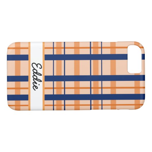 Orange und Navy Kariert Case-Mate iPhone Hülle (Rückseite (Horizontal))