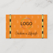 Orange und Peach Chic mit Gemusterten Logobriefen Visitenkarte (Vorderseite)