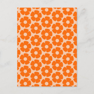 Orange und Peach Retro 60er Blumenmuster Postkarte