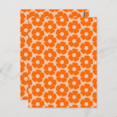 Orange und Peach Retro 60er Blumenmuster Postkarte (Vorne/Hinten)
