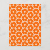 Orange und Peach Retro 60er Blumenmuster Postkarte (Vorderseite)