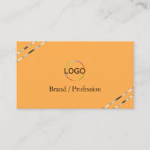 Orange und Pfirsich mit Silberlinien-Logo QR-Code Visitenkarte (Vorderseite)