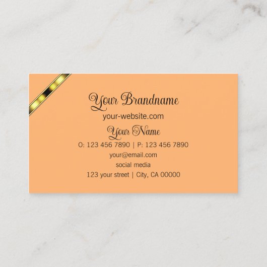 Orange und Pfirsichfarben mit Monogramm Verzierte Visitenkarte (Rückseite)