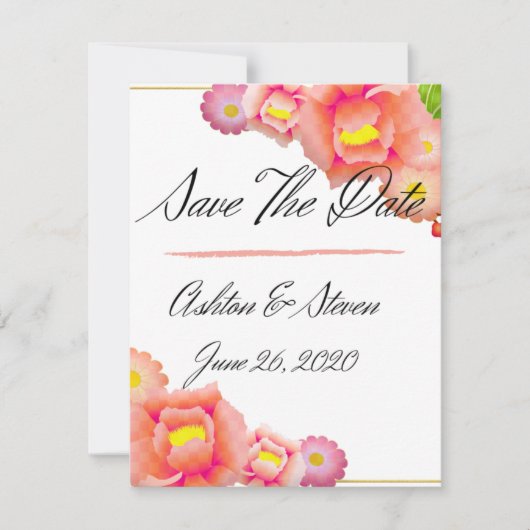 Orange- und Pfirsichhochzeit Save The Date (Vorderseite)
