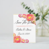Orange- und Pfirsichhochzeit Save The Date (Stehend Vorderseite)