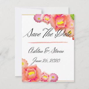 Orange- und Pfirsichhochzeit Save The Date
