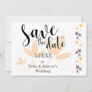 Orange- und Pflaumenblätter Mod Typography Save th The Date