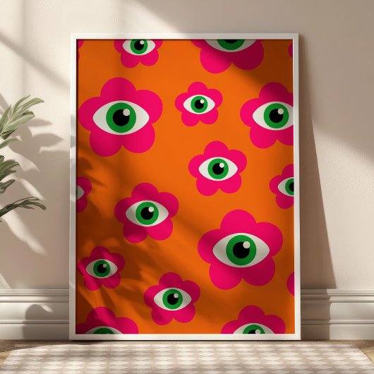 Orange und Pink BOHO Böse Eyes Poster