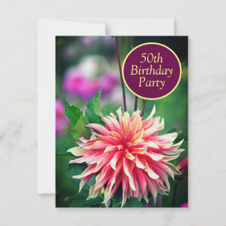 Orange und Pink Dahlia Blume 50. Geburtstagsparty Einladung