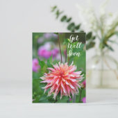 Orange und Pink Dahlia Blume bald wieder gut Postkarte (Stehend Vorderseite)