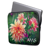 Orange und Pink Dahlia Blume Initials Laptopschutzhülle (Vorderseite Links)