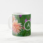 Orange und Pink Dahlia Blume Monogram Coffee Tasse (Vorderseite Links)