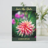 Orange und Pink Dahlia Blume Save the Date (Stehend Vorderseite)