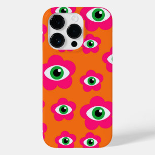 Orange und Pink Evil Eye Blume Retro iPhone Case