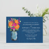 Orange und Pink Gerber Daisies Mason Jar Einladung (Stehend Vorderseite)