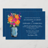 Orange und Pink Gerber Daisies Mason Jar Einladung (Vorne/Hinten)