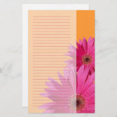 Orange und Pink Gerbera Daisy Stationery Briefpapier (Vorne/Hinten)