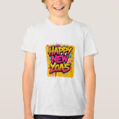 Orange und Pink glücklich Neues Jahr 2025 Tri-Blend Shirt (Vorderseite)