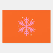 Orange und Pink Holiday Snowflakes Weihnachten Geschenkpapier Set (Vorderseite)