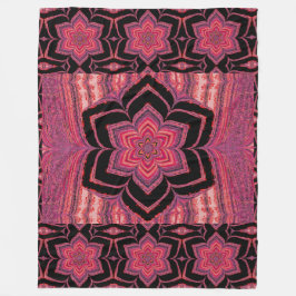 Orange und Pink Lotus in Schwarz Fleece Blankon