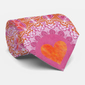 Orange und Pink Mandala Muster mit Herz Krawatte (Gerollt)