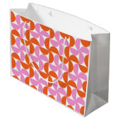 Orange und Pink Mid Century Modern Große Geschenktüte (Rückseite Schrägansicht)