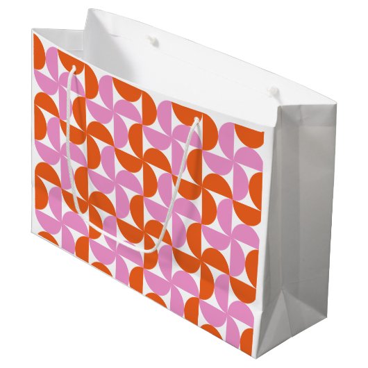 Orange und Pink Mid Century Modern Große Geschenktüte (Vorderseite Schrägansicht)