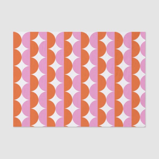 Orange und Pink Mitte Jahrhundert Moderne Wavy Seidenpapier (Vorderseite)