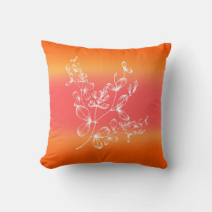 Orange und Pink Moderne Wasserfarbe Breite Streife Kissen