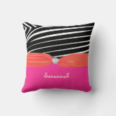 Orange und Pink Personalize Stilvolle Zebra Pillow Kissen (Rückseite)