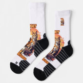 Orange und Pink Pet Cartoon Szene Socken (Links)