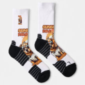 Orange und Pink Pet Cartoon Szene Socken (Rechts)