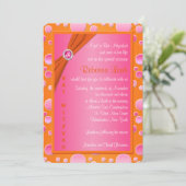 Orange und Pink Polka Dot Bat Mitzvah Einladung (Stehend Vorderseite)