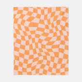 Orange und Pink Psychedelic Checkered Groovy Grid Fleecedecke (Vorderseite)